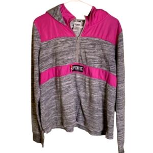 PINK VS Quarter Zip Hoodie Pinky Purple & Heathered Gray